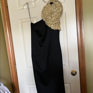 A.J. Bari Black Dress with Gold Detail